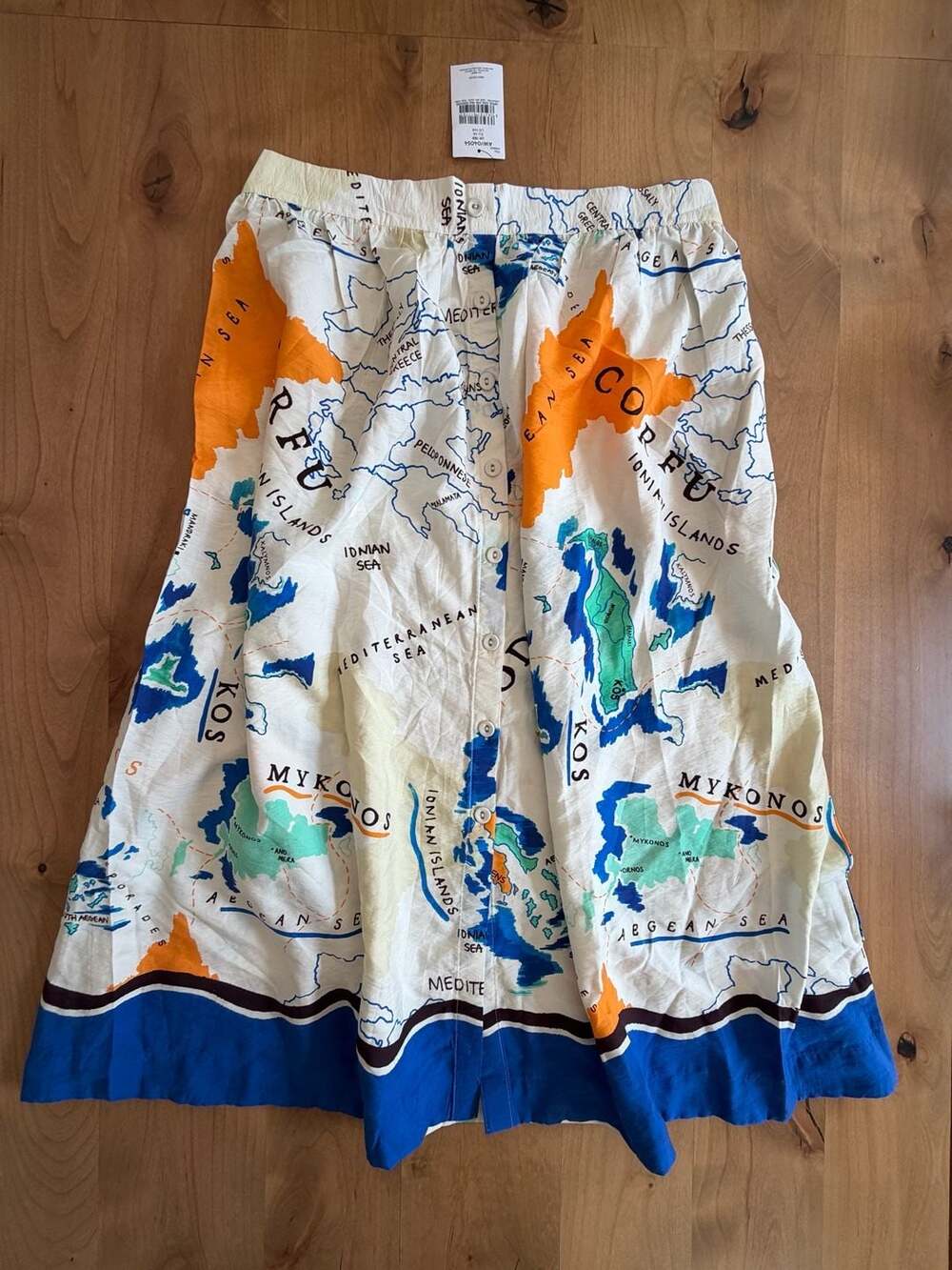 Next White Map Print Button Front Maxi Skirt
